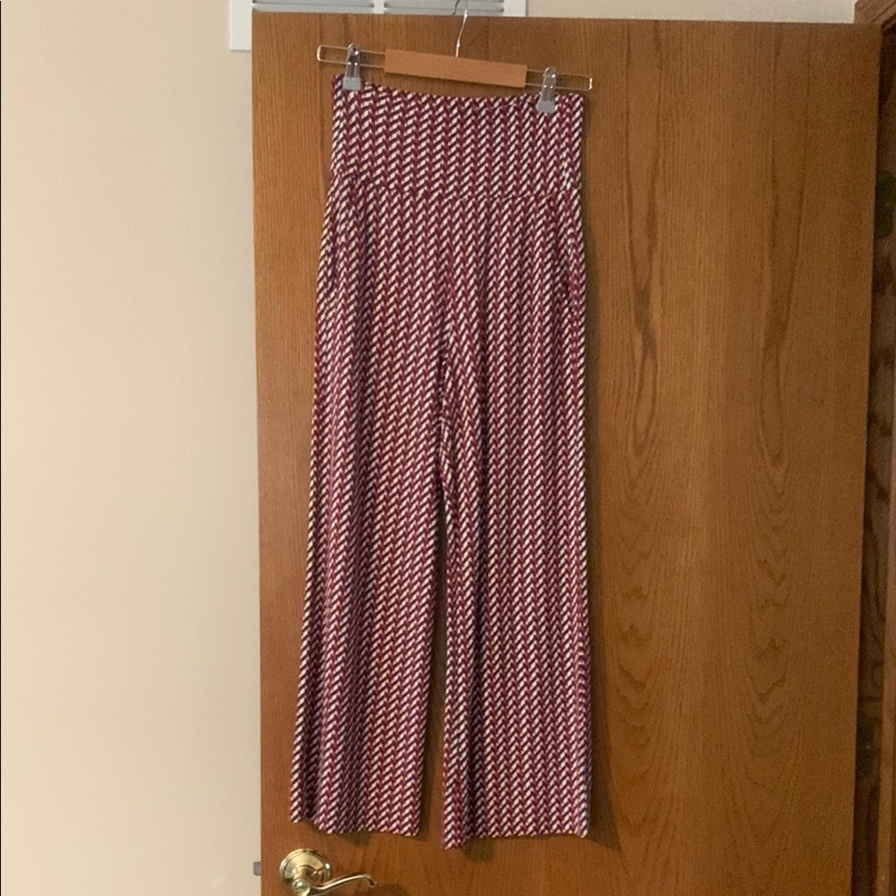 CAbi Red and White Wide Leg Pants Flowing Silhouette